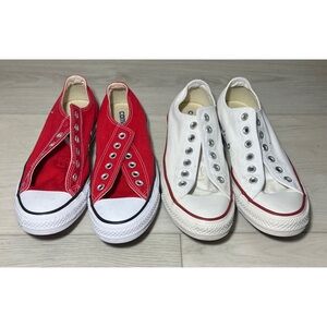 Converse All Stars Women Chuck Taylor Low Shoes Red Size 8- White Size 8.5